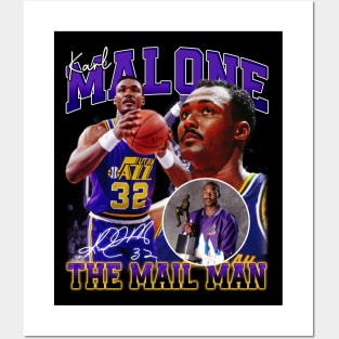 Karl Malone The Mail Man Basketball Legend Signature Vintage Retro 80s 90s Bootleg Rap Style Posters and Art